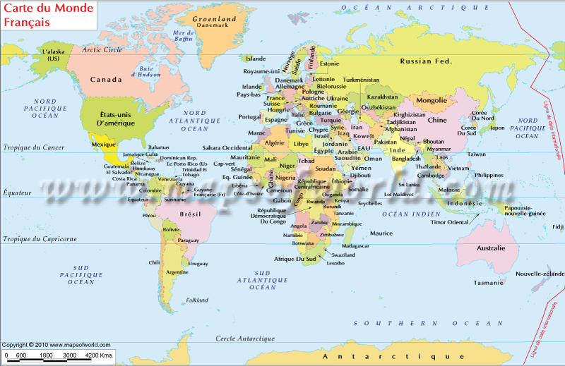 Map of World in French
